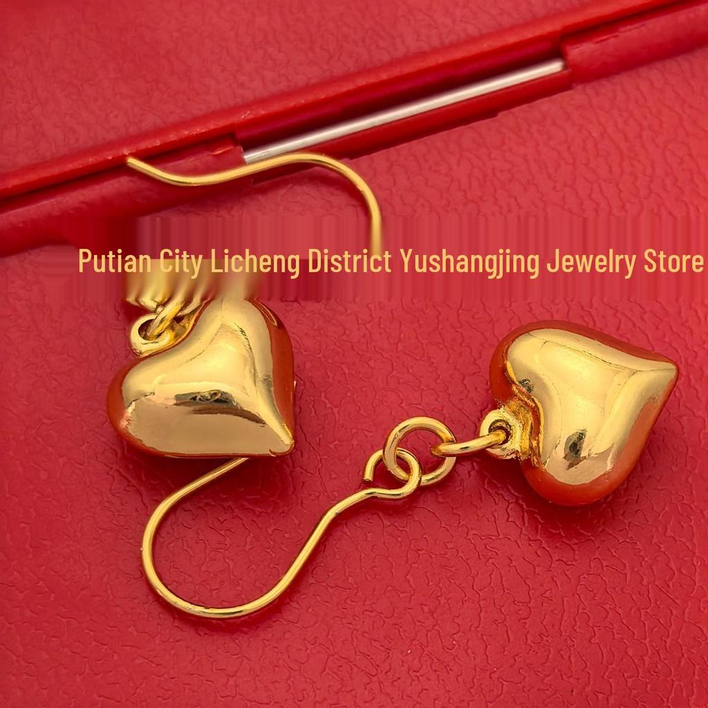 2024 Trend Hollow Heart Brass Gold Earrings: Elegant, Light Luxury Design for Autumn/Winter