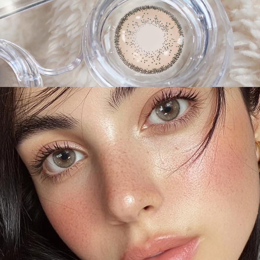 FreshLady Gray Brown Colored Contact Lenses 2pcs 14.2mm Yearly Soft Natural Beauty Pupils for Daily & Party Makeup