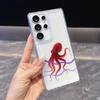 Red Octopus with Purple Waves Phone Case for Samsung Galaxy S26 S25 S24 S23 S22 S21 S20 FE Plus Lucency TPU Protection Cover