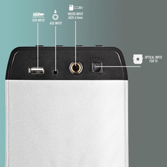 Tour De Son SKYCHARMPROWHITE Puissance 50W, Fonction D'appairage Multiple, Bluetooth, USB