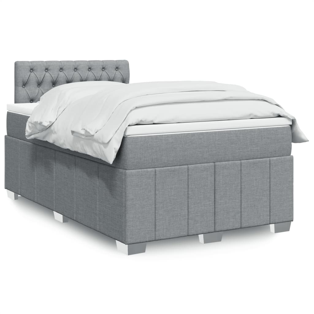 Box Spring Bed with Mattress Light Grey 120 x 190 cm Fabric