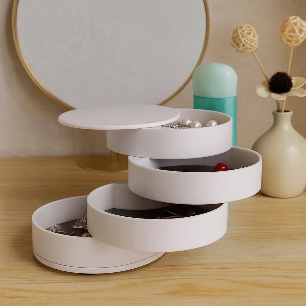 Velvet Lined 4 Layers Jewelry Storage Box Plastic Necklace Case Makeup Box  Birthday Gift