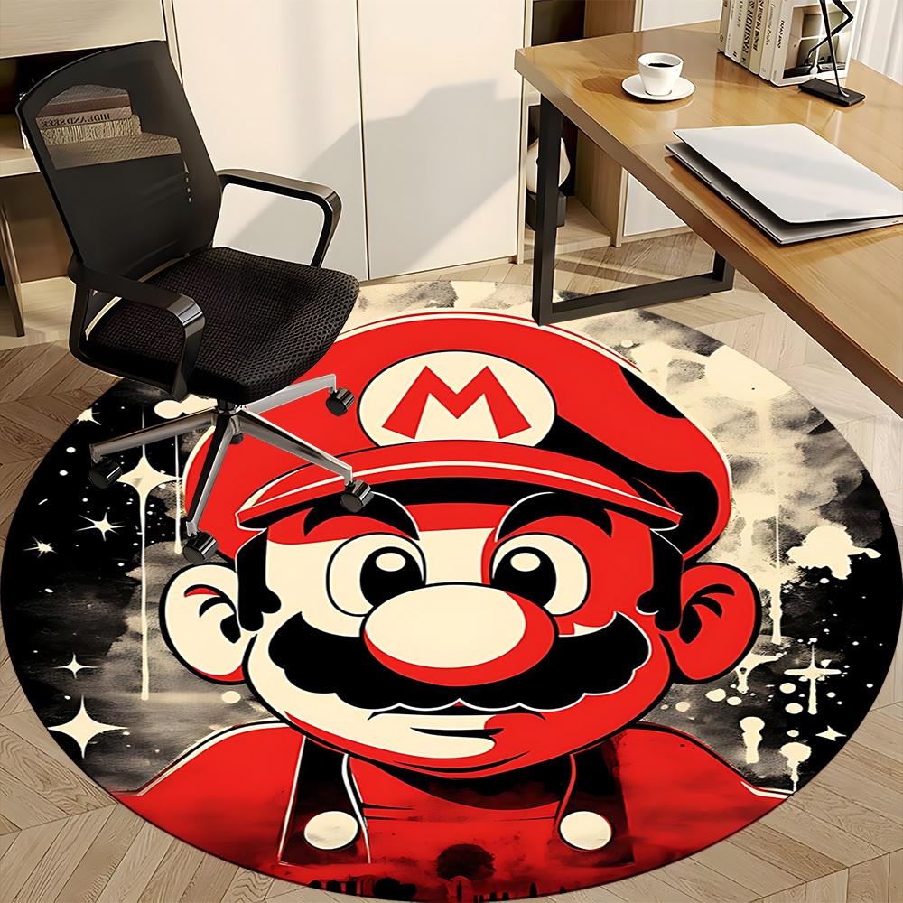 1pc Mario Bros Office Round Area Rug, Indoor Mat Suitable For Office, Bedroom Living Room Home Decor, Room Deco,  Offic a0926223