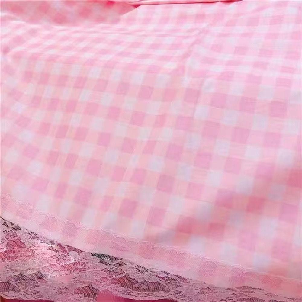 Girls Hot Pink Tablecloth Ins Cute Plaid Desk Cloth Dormitory Computer Wallpaper Mat New Kawaii Room Decoration Table Cover