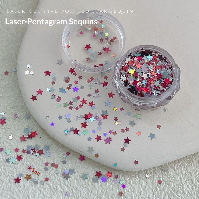 Star Sequin Mixed Five Pointed Star Colorful Laser Nail Glitter Diy Nail Charm Manicure Decoration Accessories