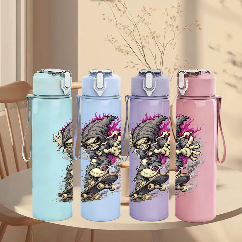 1PC Armored Warrior Knight Fantasy Print 750ml Color Plastic Sports Water Bottle Leakproof Flip Straw Lid Suitable for Sports Office Home Use