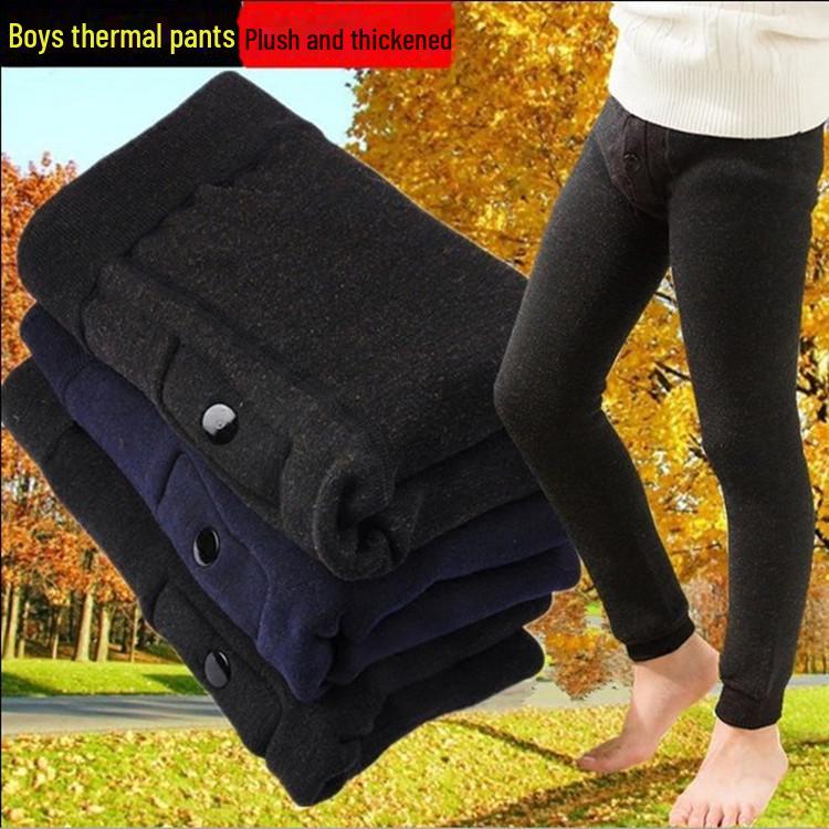 Jungen Winter Verschleißfest Anti-Pilling Einteiler Hosen mit Samt und Bunter Baumwolle, Herren Neun-Punkt Verdickte Hosen