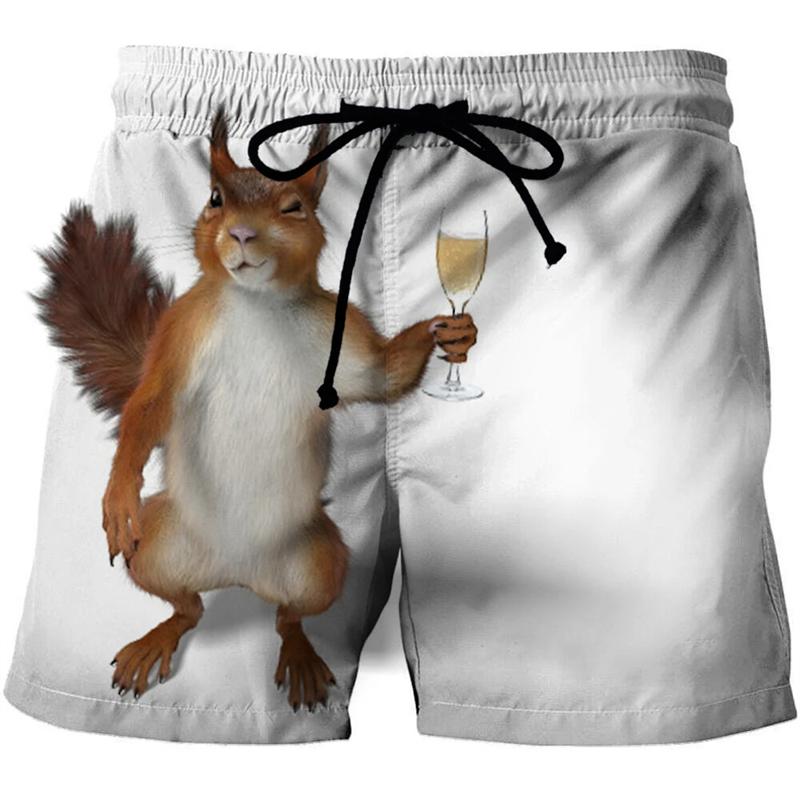 Funny Animal Squirrel Graphic Short Pants Summer Fashion Cute Pet 3D Printed Beach Shorts For Men Casual Trunks Gym Trousers