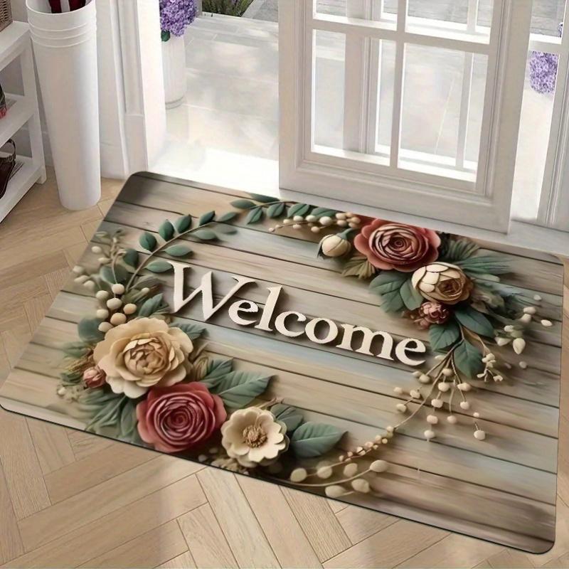 Vintage Floral Welcome Entry Door Floor Mat American Country Style Entryway Door Anti Slip Carpet Home Decoration