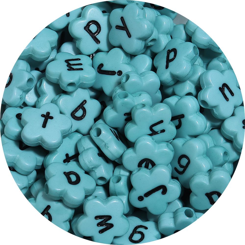 100pcs 11.5mm Acrylic Letter Beads Mixed Flower Alphabet Loose Spacer Beads DIY Jewelry Making Bracelets Necklace Accessories