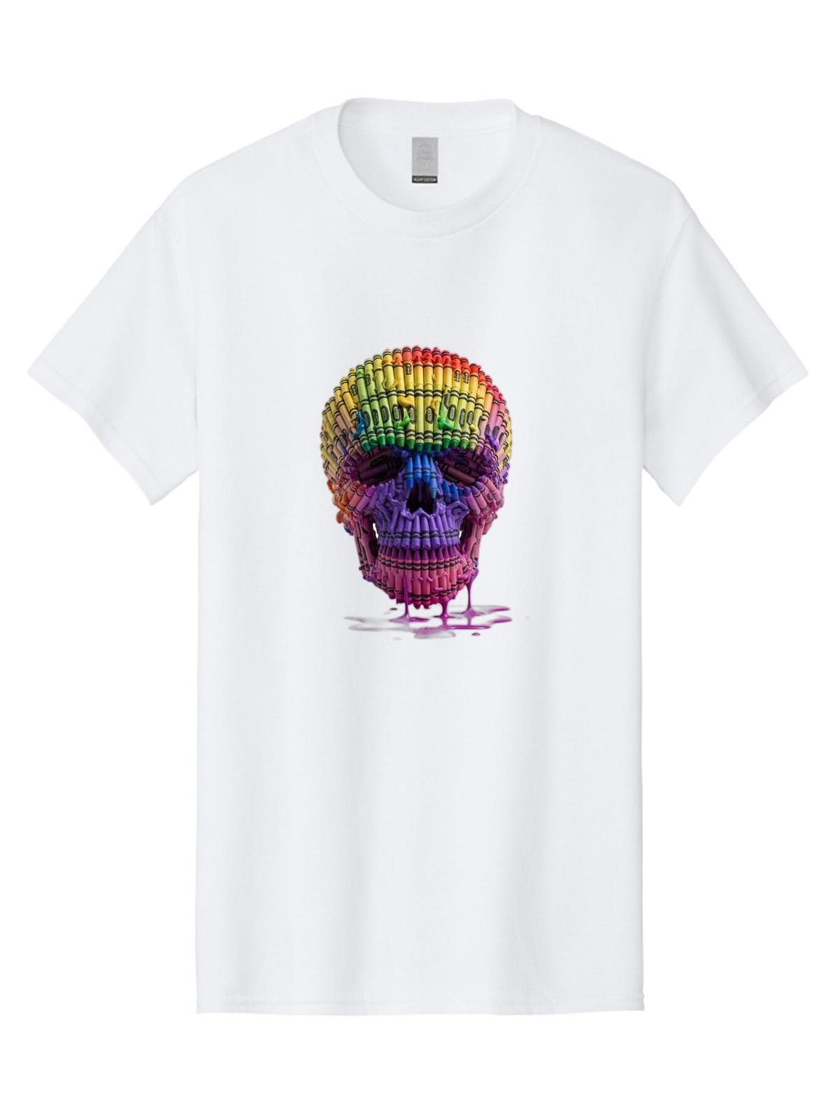 Crayon-Skull Mens Graphic Tee, 100% Cotton, Casual Summer Wear S разноцветный