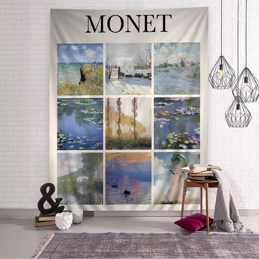 Impressionism Artist Claude Monet Chart Tapestry Bohemian Wall Tapestries Mandala Wall Art Decor