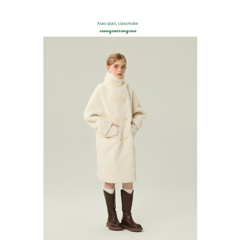 Children's Fur Outwear 2025 Autumn and Winter New Style Girls' Imitation Lamb Wool Little Girl's Fur Outwear Mid-Length Korean Style