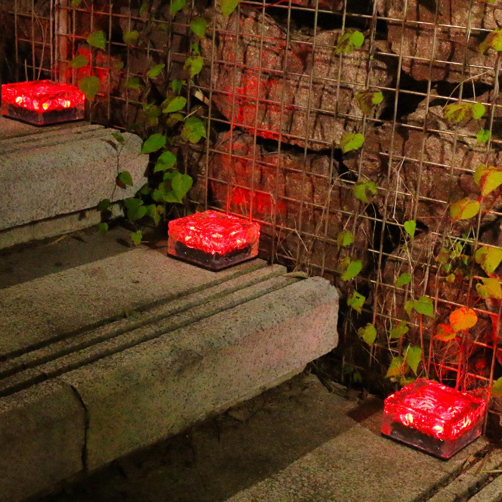 Outdoor Solar Ice Brick 4-LED Lamp for Courtyard and Landscape Pathways