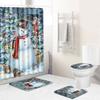 Christmas Shower Curtain Floor Mat Combination Four-Piece Set Bathroom Toilet Carpet Shower Room Mat Foot Mat