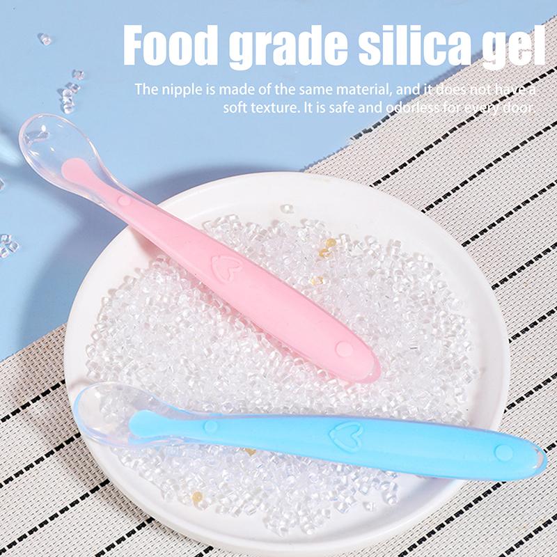 1 Piece Training Feeding Spoons Baby Silicone Soft Spoon For Children Kids Infants Temperature Sensing