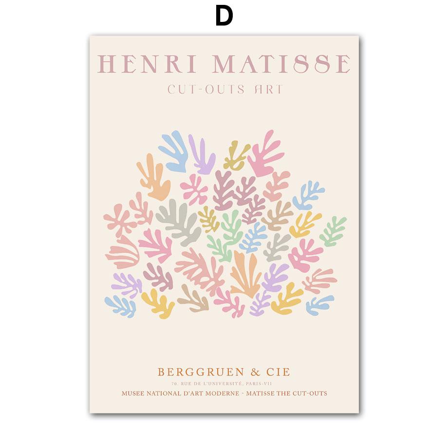 Colorful Matisse Flower Coral Shapes Wall Art Canvas Painting Nordic Posters And Prints Abstract Wall Pictures Living Room Decor