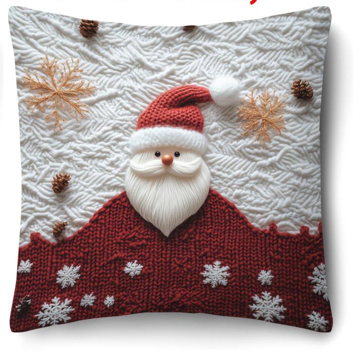 

1pc/4pcs Christmas Pillowcases: Deer & Santa Claus 2D Flat-Printed for Festive Decor Sofa cushion cover home room decoration 16x16Inch