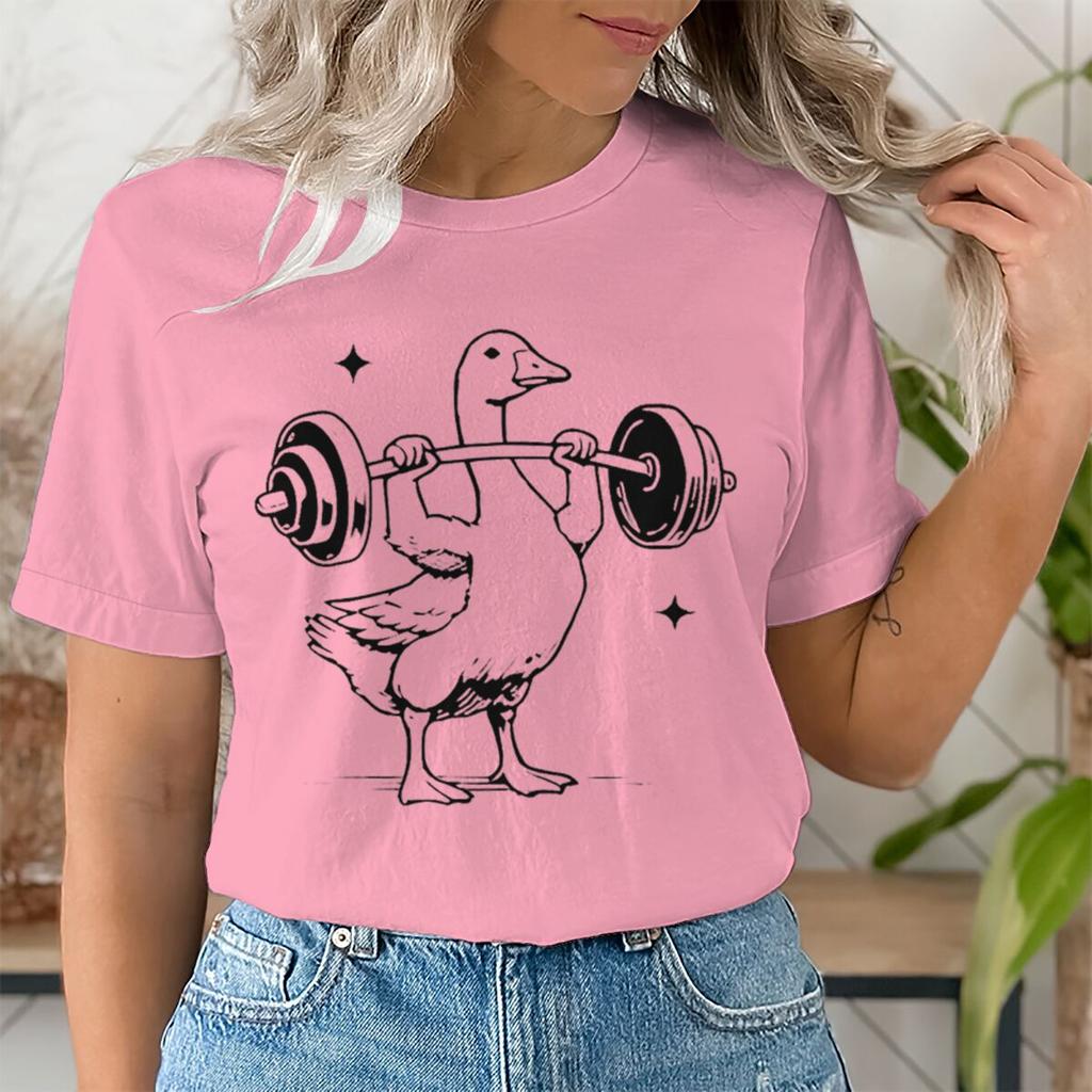 Gym Goose Weightlifting T-shirt Women Unisex Fun Fitness Duck Animal Lover Casual Unisex Streetwear Tee Gifts Tops