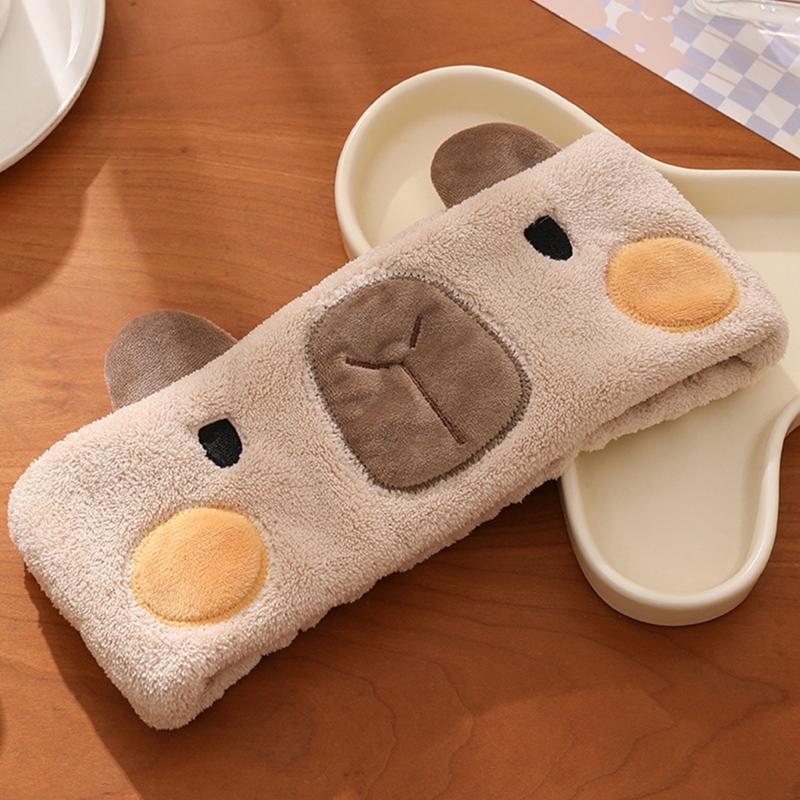 Soft and Absorbent Capybara Headband for Daily Skincare and Makeup Removal Soft Plush Furry Hairband