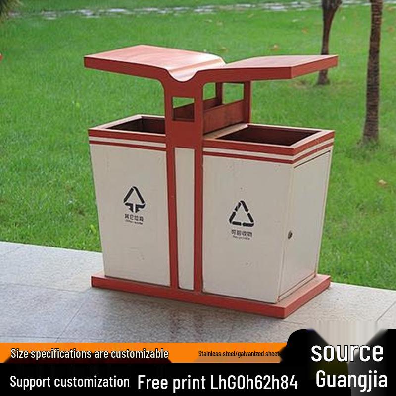 Large Stainless Steel Outdoor Sorting Trash Can for Parks and Commercial Spaces