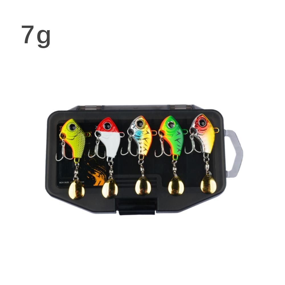 5 Stück VIB Angelköder Mit Box 5/7/10/14g Einzelhaken Mit Rotierendem Spinner Metall Long-casting Künstlicher Köder Für Barsch Hecht HEISS
