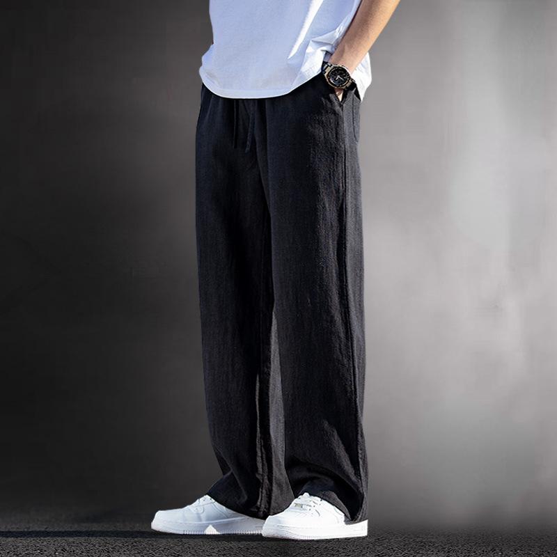 Pantaloni da yoga larghi con coulisse in cotone e lino, casual ed estivi da uomo, abbigliamento da uomo, pantaloni sportivi larghi da uomo