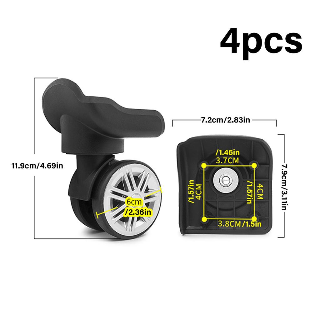 4Pcs Suitcase Wheels Replacement Set Quiet Rolling Practical Plastic Luggage Spinner Wheels for Easy Luggage Mobility