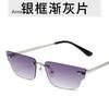 Retro Irregular Small Rectangle Women Sunglasses Fashion Rimless Clear Ocean Gradient Lens Shades UV400 Men Sun Glasses gafas