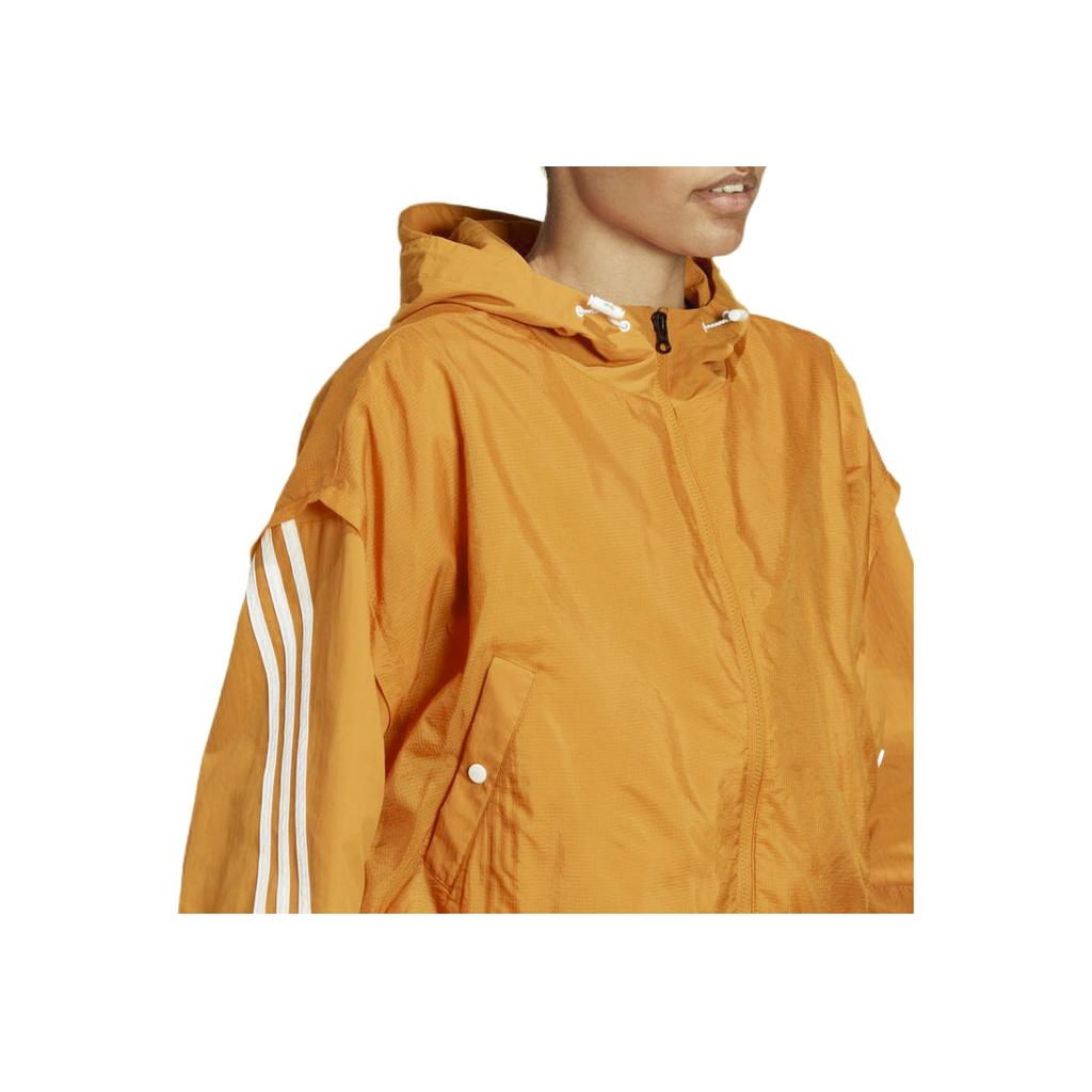 Adidas Striped Hooded Zip Jacket Women Jackets Yellow HA0813