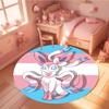 Kawaii Sylveon Theme Round Area Rug Pink Fairy Pattern Circular Rug Kids Girls Bedroom Gamer Room Decor