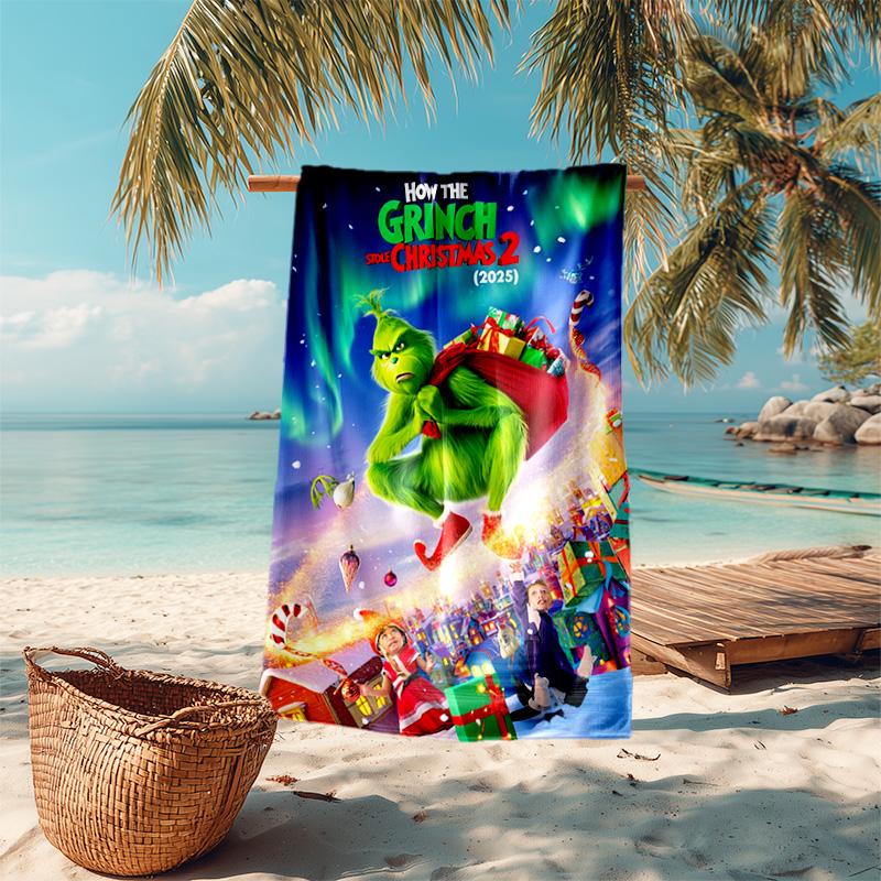 Christmas Gift Oscar Comedy Movie How the Grinch Stole Christmas soft beach towel outdoor camping vacation swinging beach scarf decorative blanket B2