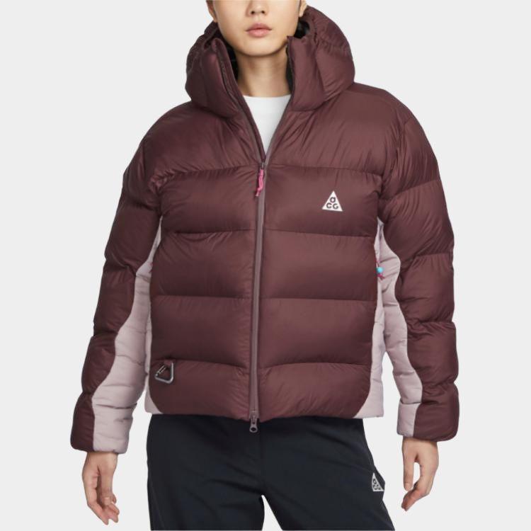 Nike ACG Series PrimaLoft Color Block Hooded Zipper Warm Puffer Jacket Women Jackets Red FZ6762-652