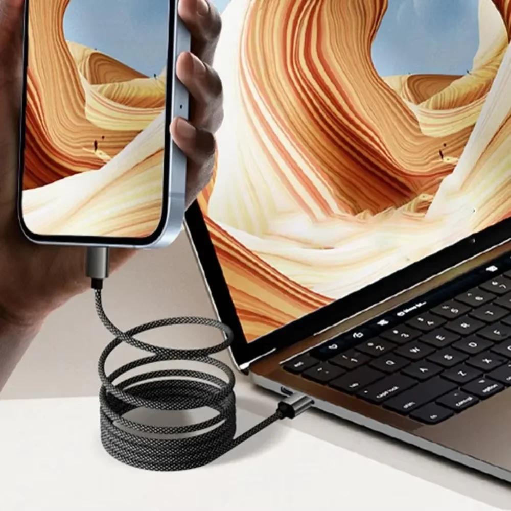 Magnetic Suction Anti Winding 65W USB C To C Fast Charger Cable Nylon Braided USB A To C 1M USB Data Charging Cable Wire