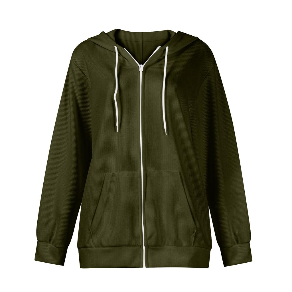 Women's Casual Fashion Long-Sleeved Zip-Up Christmas Print Knitted Hoodie