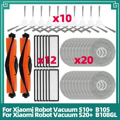 Compatible with Xiaomi Robot Vacuum S10+/S20+ Replacement Parts Main Brush, Side Brush, HEPA Filter, Mop Cloth Accessories