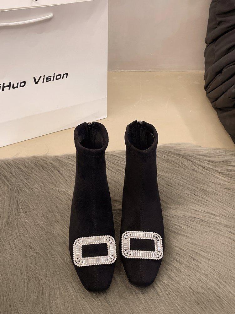 

внутреннее увеличение высоты французские маленькие короткие ботинки женская обувь осень-зима 2025 новый страз квадратная пряжка тонкие универсальные корейские маленькие открытые 40