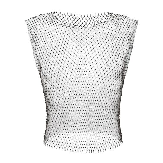 Men Sexy Night Club Vest Square Collar Sleeveless Fishnet Vest Slim Fit Hollow Perspective Mesh Tops Shiny