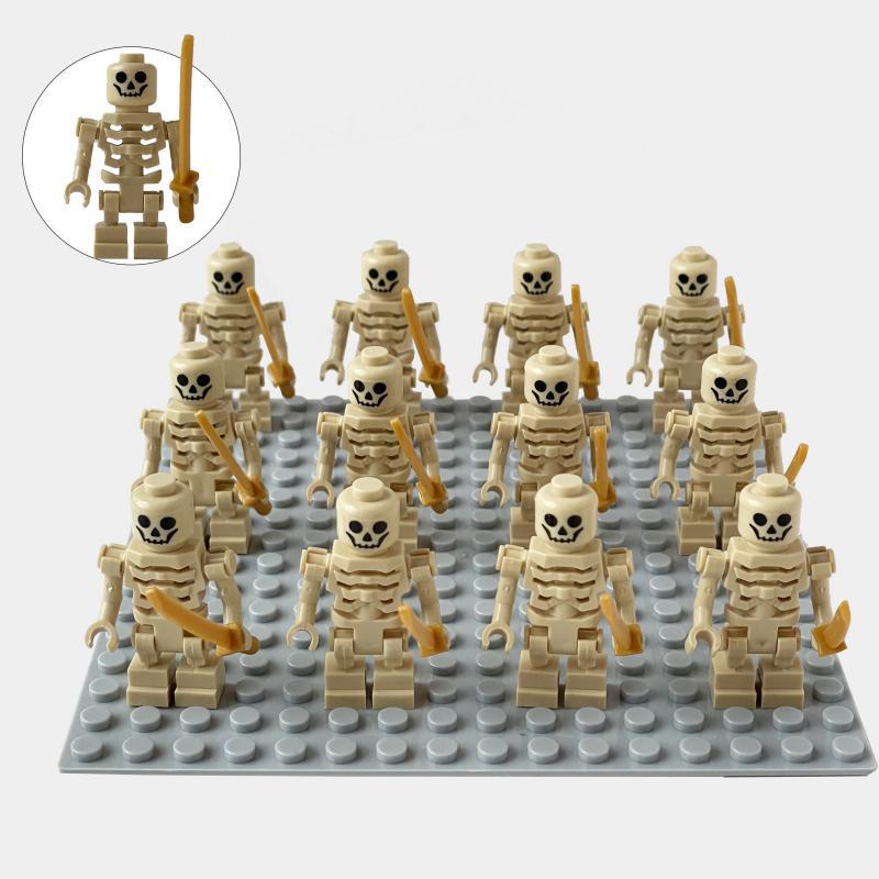 Skelettpuppe Armee Skelett Soldat Baustein Puppe Skelettkorps mit Waffen Phalanx Baustein