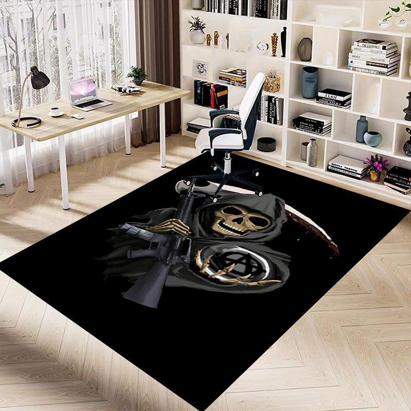 1pc Sons of Anarchy Themed Office Carpet Chair Mats - Durable Polyester Rug for Home Theater, Office, Dorm Room Decor - tA61