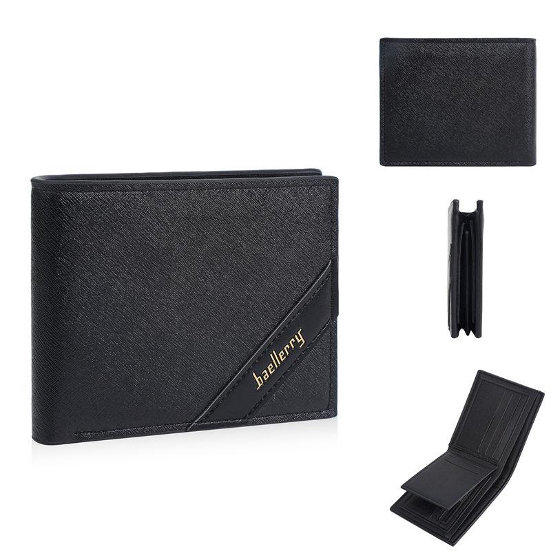 Baellerry RFID Anti Theft Protection Card Holder for Men Vintage Design Short Tri-fold Wallets Business Fashion Purse