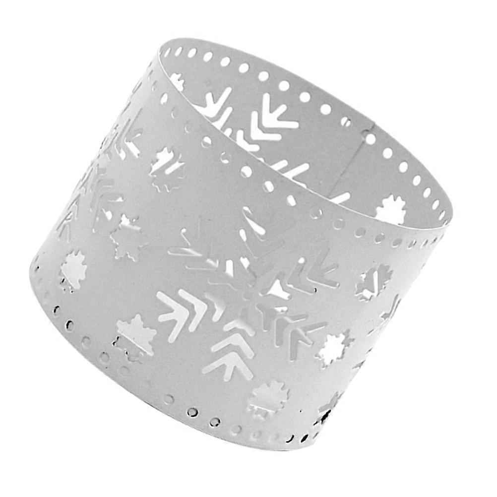 Snowflake Metal Candle Holders Iron Desk Organizer Party Decoration Hollow Cylinder Shape Christmas Decor White 1Pack