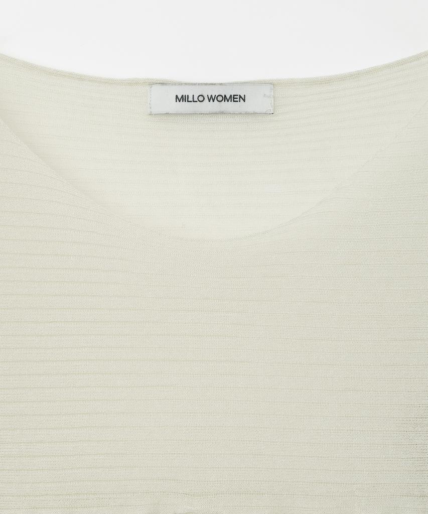 MILLO WOMEN Sheer 3/4 Sleeve Knit Top [Ash Beige]