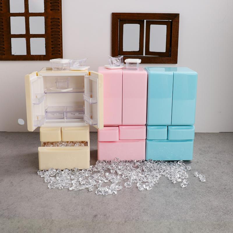 1 Set Miniature Food Play Kitchen Scene Pocket Furniture Model 1:12 Playhouse Toys Doll House Cartoon Mini Refrigerator