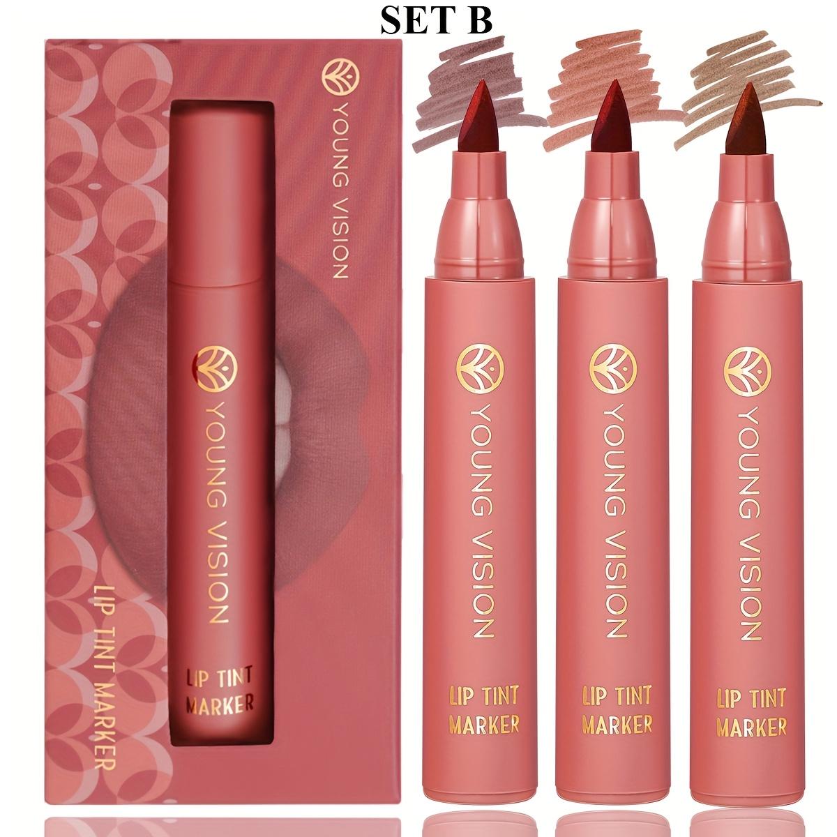 

Набор тинтов-маркеров для губ 3 шт., Легкий тинт для губ, Жидкая помада с нюдовыми матовыми оттенками, Карандаш для губ и стик 2-в-1, Стойкий и водостойкий