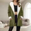 Women's Fashionable Coat Solid Color Long Sleeved Pocket Loose Hooded Zipper Plush Jacket