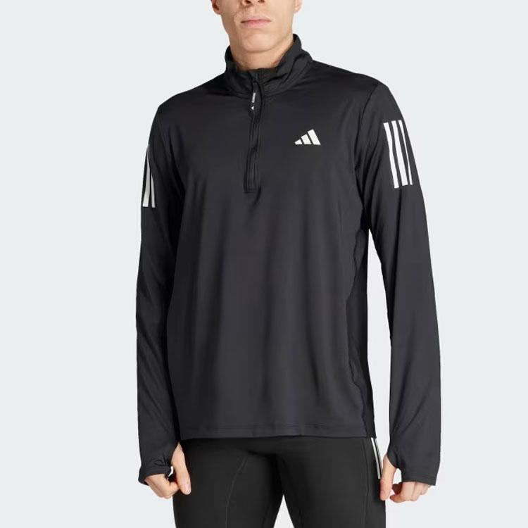 Adidas Own The Run Half Zip Jacket Striped Long Sleeve Sweatshirt Men Jackets Black IN1490