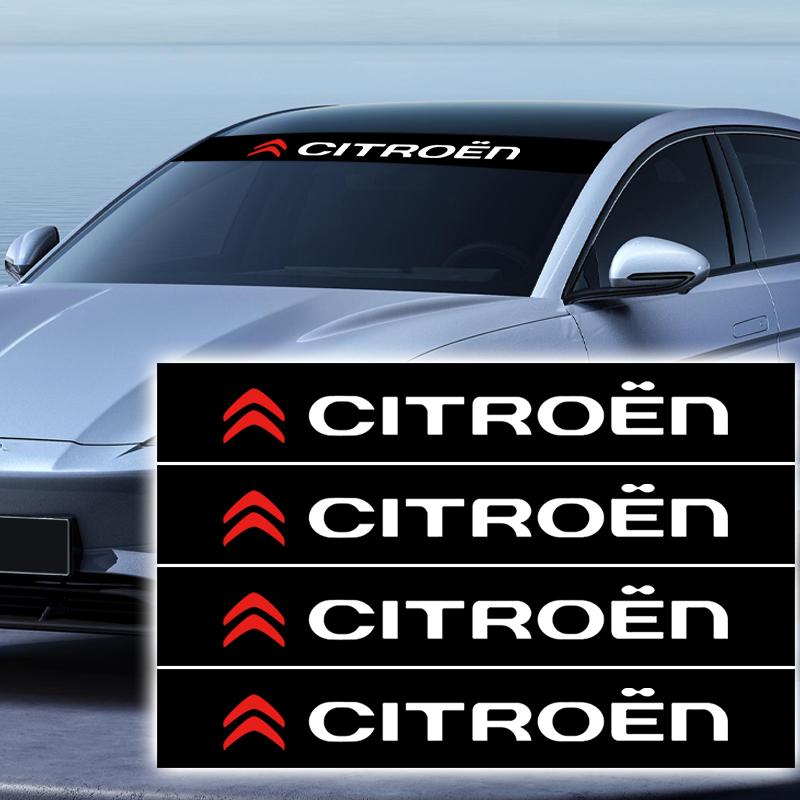 Car front windshield sunshade decorative stickers For Citroen C1 C2 C3 C4 C5X E-C4 C-Crosser C4 Cactus Berlingo Elysee C-ZERO
