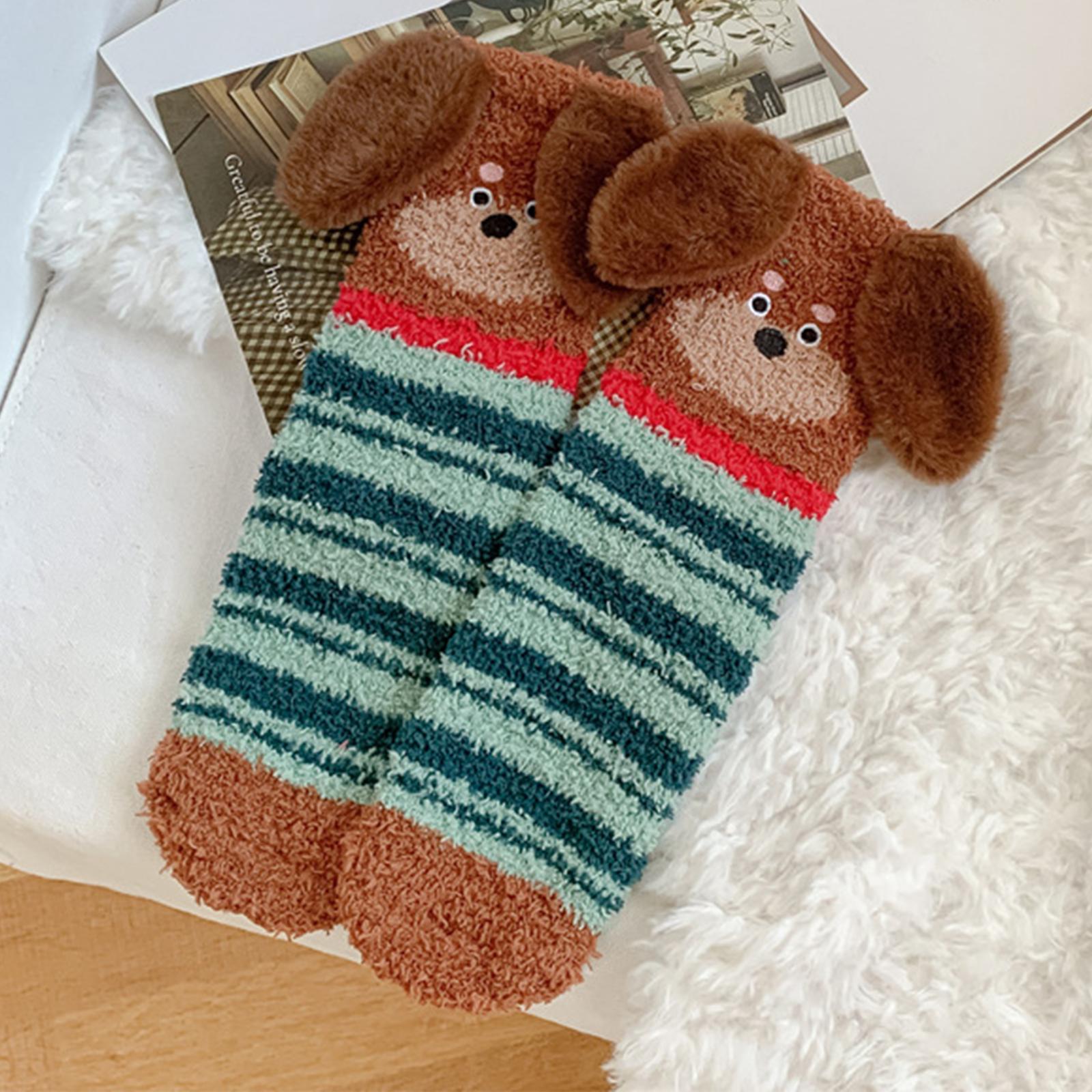 

Ladies Coral Velvet Socks, Middle Tube, Warm Floor Socks, Thickened And Velvet, Dog Sleep Socks One Size зелений