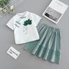 Kız Çocuk Yabancı Stil Retro Çin Stili Hanbok Takımı Küçük Kız Çiğsam Yarım Etek Yaz İki Parça Takım